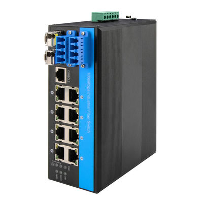 8 Port Bypass Managed Ethernet Switch 2.5G Fiber Industrial Optical Protection DIN Mounted