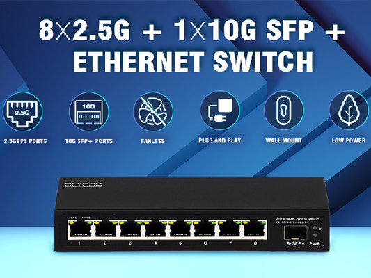 10G Ethernet Switch  Unmanaged Network Switch  8*2.5G RJ45+1*10G SFP Ports