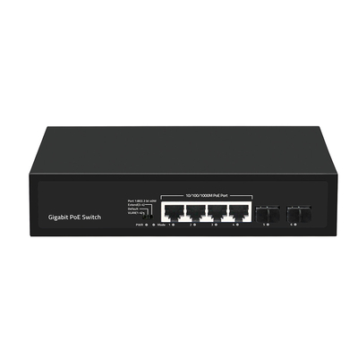4 Port Gigabit SFP Fiber PoE Switch 60W Budget With VLAN 250-Meter Extension