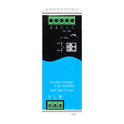 480W DIN Rail Power Supply 48V 10A Wide AC/DC Input With Active PFC DC OK