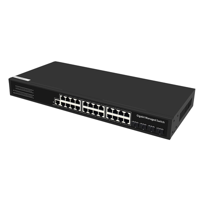 24 Port Gigabit Managed Switch With 1G Fiber Uplink Layer 2 Managed Commercial Grade