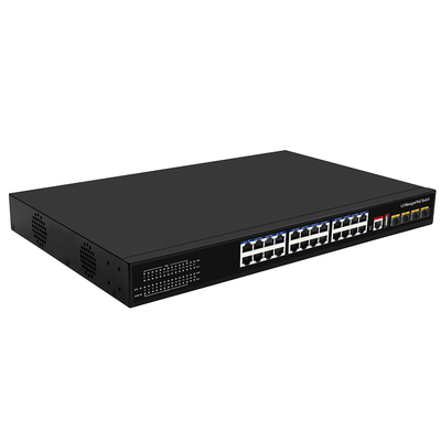 24 Port PoE Switch 10G Fiber300W Budget USB Console L3 Managed AC Input