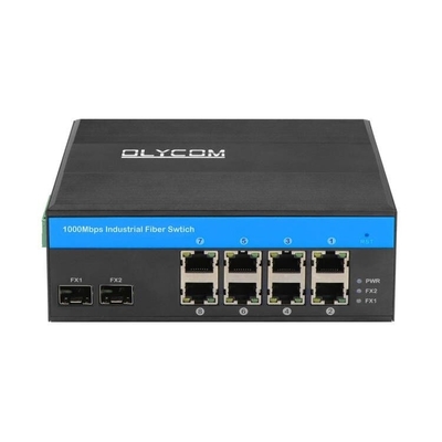 10 Port Gigabit Industrial Network Switch SFP Fiber Uplink Din Rail Unmanaged
