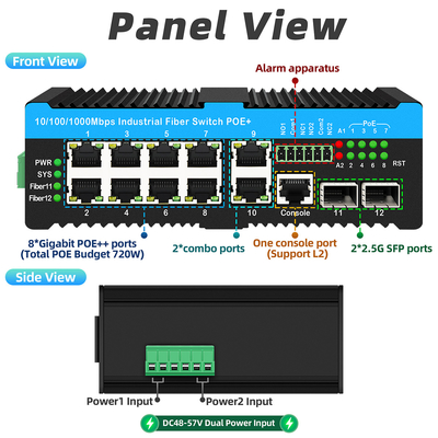16 Port Managed Industrial Ethernet Switch 8RJ45+8SFP POE Switch With 4*RS485+2*CAN BUS
