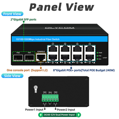 8 Port Gigabit Managed Poe Switch Industrial Ethernet Switch with 2SFP+8 RJ45