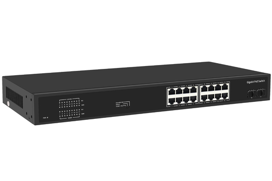 16 Port Gigabit Ethernet Switch Af/at Poe Switch AC 100-240V Power Input