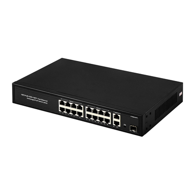16 Port Gigabit Poe Switch Fiber Network Switch Extended 250m 300W