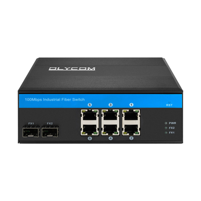 8 Port Fast Ethernet Industrial Network Switch Unmanaged SFP Fiber Din Rail Mounted CE