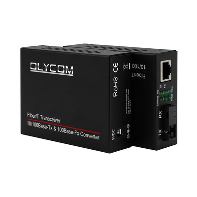 Fast Ethernet Fiber Optic Ethernet Converter 10/100M Single-Mode Bi-Directional Transceiver SC to RJ45 20km