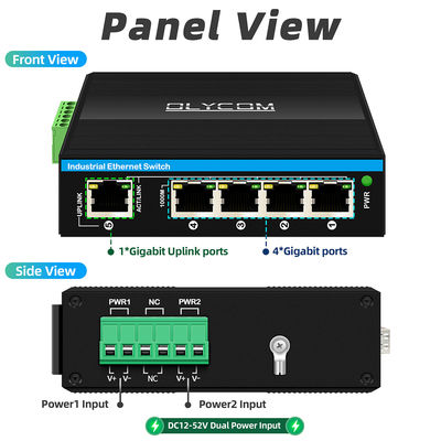 5 Port E-Mark Certified Industrial Ethernet Switch with 6KV Surge Protection and Gigabit Network Speed