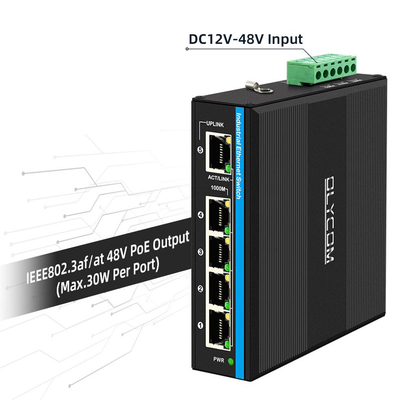 Solar Or Battery Powered PoE Switch 4 Port Gigabit Network Dual 12V/24V/48VDC Input CE