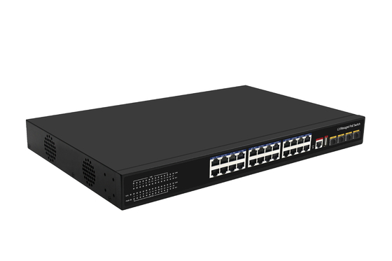 10G 24 Port Poe Switch L3 Managed Ethernet Fiber Switch 400W 4*10G Fiber Ports+24*RJ45 POE Ports