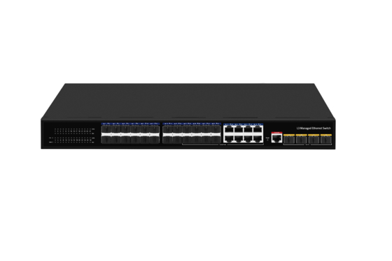 Desktop 10G Ethernet Switch L3 Managed Optical Fiber Switch 24*1.25G RJ45 Ports+4*10G SFP+ Fiber Ports