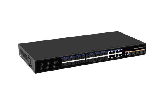 Desktop 10G Ethernet Switch L3 Managed Optical Fiber Switch 24*1.25G RJ45 Ports+4*10G SFP+ Fiber Ports