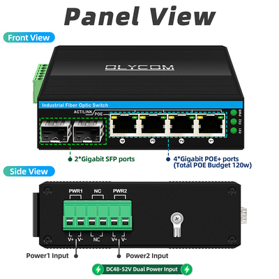 Outdoor poe switch gigabit ethernet fiber switch 2SFP+4RJ45 for CCTV Security