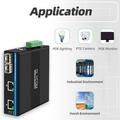 Industrial POE Switch with 2 SFP + 2 RJ45 Ports 6KV Surge Protection and DC48V Power Input for Outdoor Use