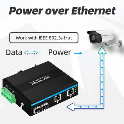 Industrial POE Switch with 2 SFP + 2 RJ45 Ports 6KV Surge Protection and DC48V Power Input for Outdoor Use