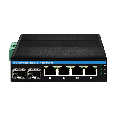 6 Port Gigabit Managed Industrial Fiber Switch SFP Fiber RSTP Manageable Rugged Case