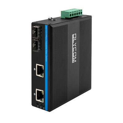 Industrial 4 Port PoE Fiber Switch Gigabit Ethernet Unmanaged DIN Rail IP40 Rated CE