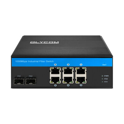 8 Port Industrial PoE Switch Gigabit Network Fiber Unmanaged DIN Mounted CE FCC