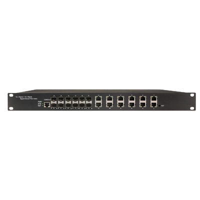 1U Rack 24 Port Managed Switch with 12RJ45+12SFP Ports IP30 Safety Class and IEEE802.3az EEE Industrial Ethernet Switch