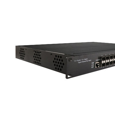 1U Rack 24 Port Managed Switch with 12RJ45+12SFP Ports IP30 Safety Class and IEEE802.3az EEE Industrial Ethernet Switch