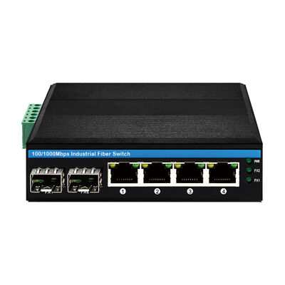 6 Port Industrial Edge Switch 10/100Mbps SFP Fiber Unmanaged DIN Mountable CE