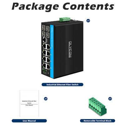 12 Port Industrial Gigibit Managed Fiber Switch Rugged Ethernet Switch DC12-52V Input With 4 SFP+8 RJ45