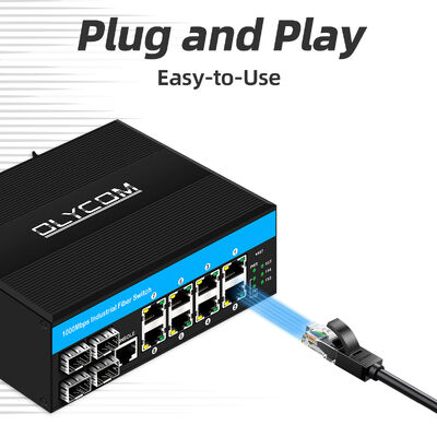 12 Port Industrial Gigibit Managed Fiber Switch Rugged Ethernet Switch DC12-52V Input With 4 SFP+8 RJ45