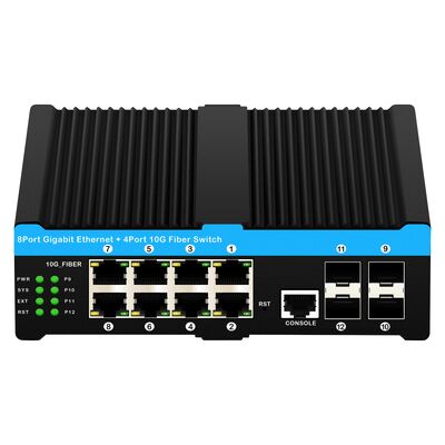 4*10G Sfp Ports+8*10/100/1000mbps 12 Port Managed 10G Optical Bypass Poe Switch