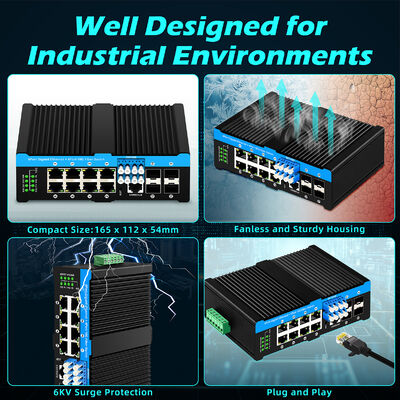 10G Industrial Fiber Bypass switch Ethernet PoE Switch 4*10G Sfp Ports+8*10/100/1000mbps