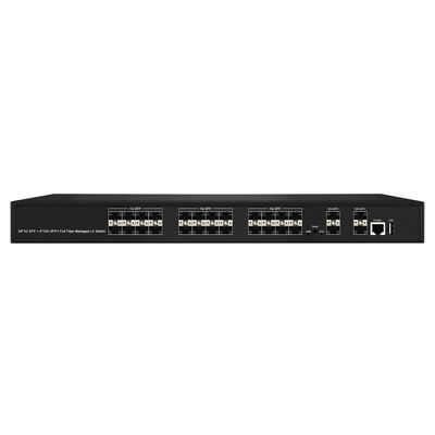 28-Port 10G SFP+ Managed Fiber Switch L2/L3 Aggregation Switch with SNMP VLAN QoS for Data Center ISP Network