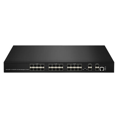 28-Port 10G SFP+ Managed Fiber Switch L2/L3 Aggregation Switch with SNMP VLAN QoS for Data Center ISP Network