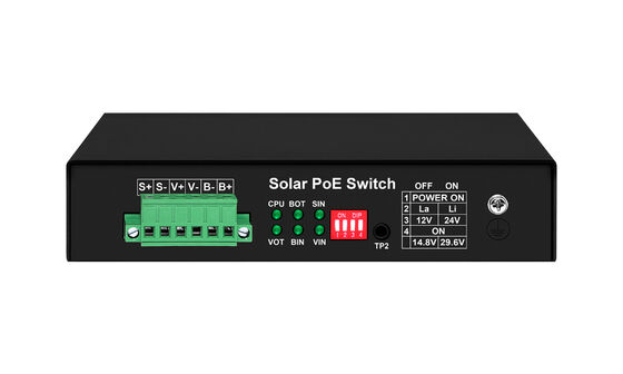 Gigabit PoE Switch MPPT Solar Charge Controller SFP Fiber Optic DC12V/DC24V/DC48V Input