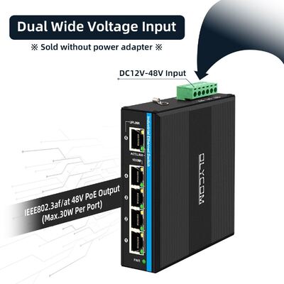 4 Port Voltage Booster PoE Switch DC12-48V Input For Solar Power System