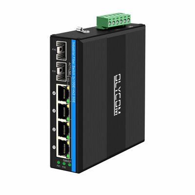 Industrial 2.5G PoE Fiber Switch 4 Port PoE+ with 2 SFP 10G Uplink DIN Rail