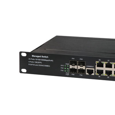 IP30 Safety Class 24 Port Poe Managed Switch 1U Rack Mount Loop Protection