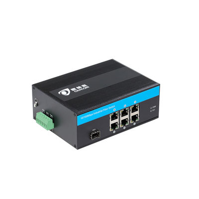 FCC Fiber Optic Poe Switch 6 Ports , Durable Metal Shell Din Rail Mount Network Switch