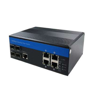 4RJ45 Ports Industrial Managed Ethernet Switch Hub Fiber Optic Wide Voltage