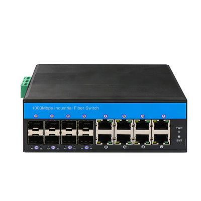 IP40 1000Mbps Fiber Optic Industrial Managed Poe Switch 8 Port With Din Rail