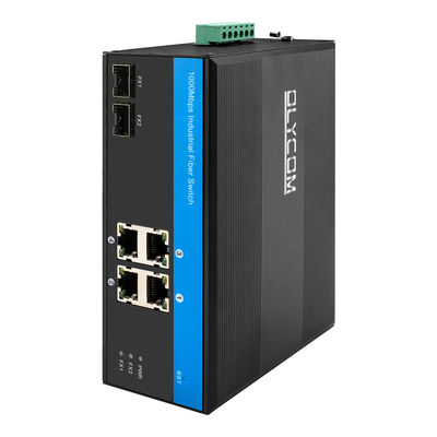 OEM Din Mount Ethernet Industrial Network Switch Two 1000M Fiber Port Industrial Fiber Switch