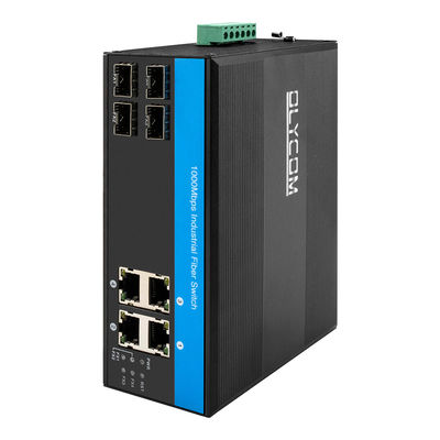 4 Port Industrial Switch 1000Mbps , Fiber Ethernet Switch Metal Plug And Play