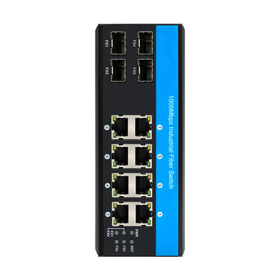 Waterproof 8 Port Network Switch Gigabit Rugged Ethernet Switch With 4 Fiber Ports