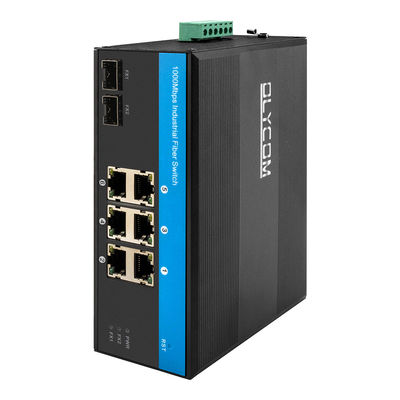 Two SFP Port Hardened Network Switch , FCC Certification  6 Port Gigabit Ethernet Switch
