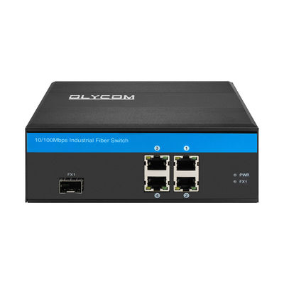 5 Port Industrial Fiber Switch 10/100M Fast Ethernet DIN Rail Unmanaged Fanless CE