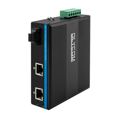 POE SC Connector Dual Fiber Industrial Switch Hub With 2 RJ45 Ports Network Switch