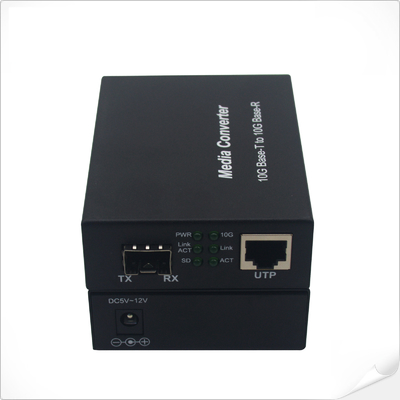 1000M 2.5G 5G 10G RJ45 SFP+ Media Converter 12VDC Auto Sensing Speed Unmanaged