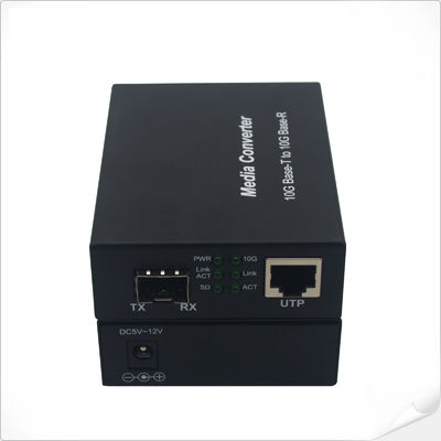 10G RJ45 SFP+ Media Converter 1000M 2.5G 5G Auto Sensing Speed Unmanaged 12VDC CE
