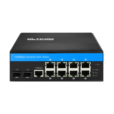 8 Port PoE Managed Switch L2 Fiber Optic Manageable Gigabit Rugged Network DIN Rail