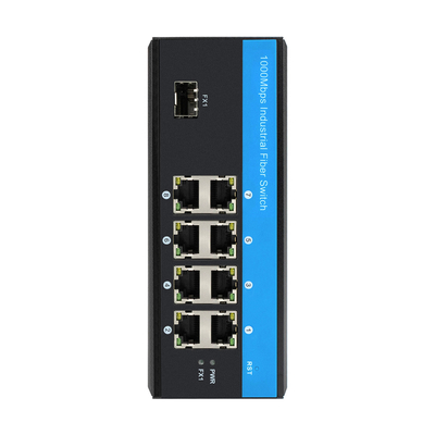 Din Rail Mounting IP40 48v Fiber POE Switch Industrial 8 Port Gigabit